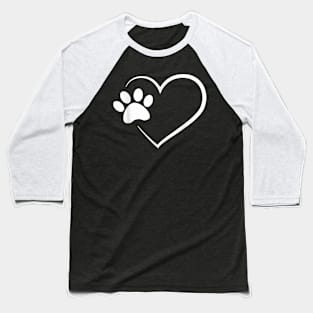 Dog Paw Heart - Dog Lover Gift for Dog Moms Baseball T-Shirt